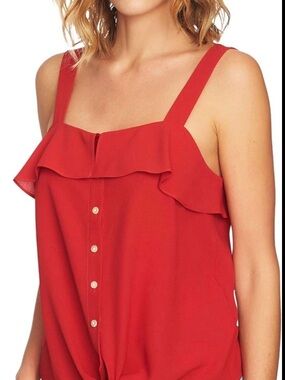 1. State Red Ruffle-Trim Sleeveless Tank